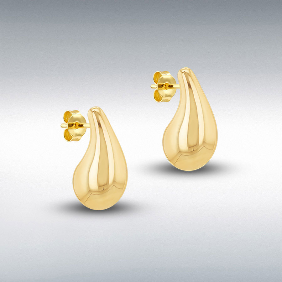 9ct Yellow Gold Large Teardrop Stud Earring