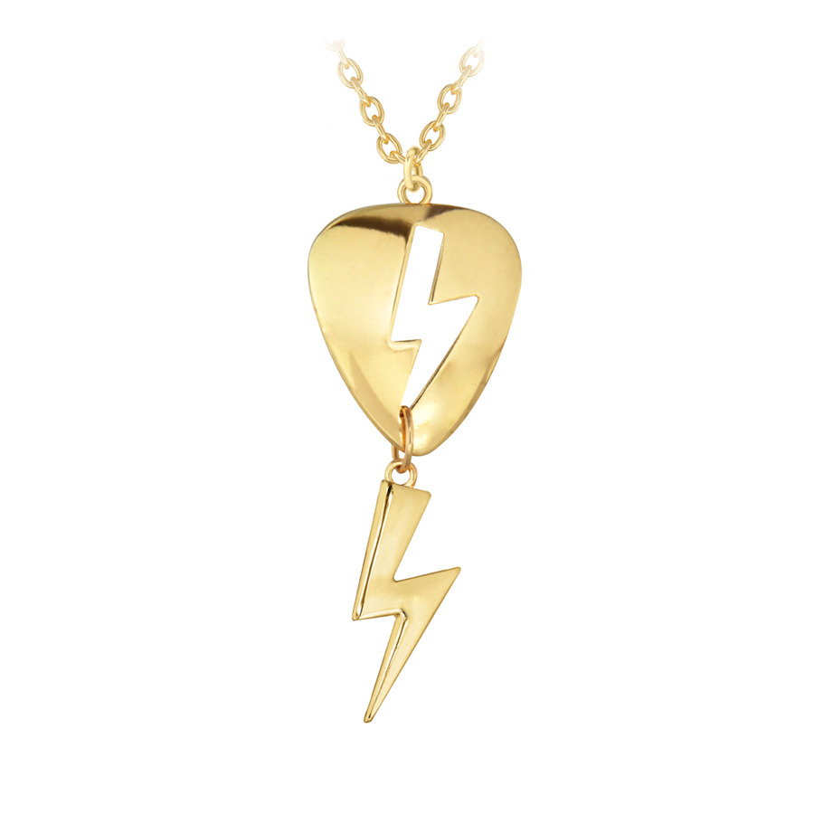 Ibiza Rocks Cutout Hanging Lightning Bolt Plectrum Pendant  Adjustable Necklace 46cm/18"