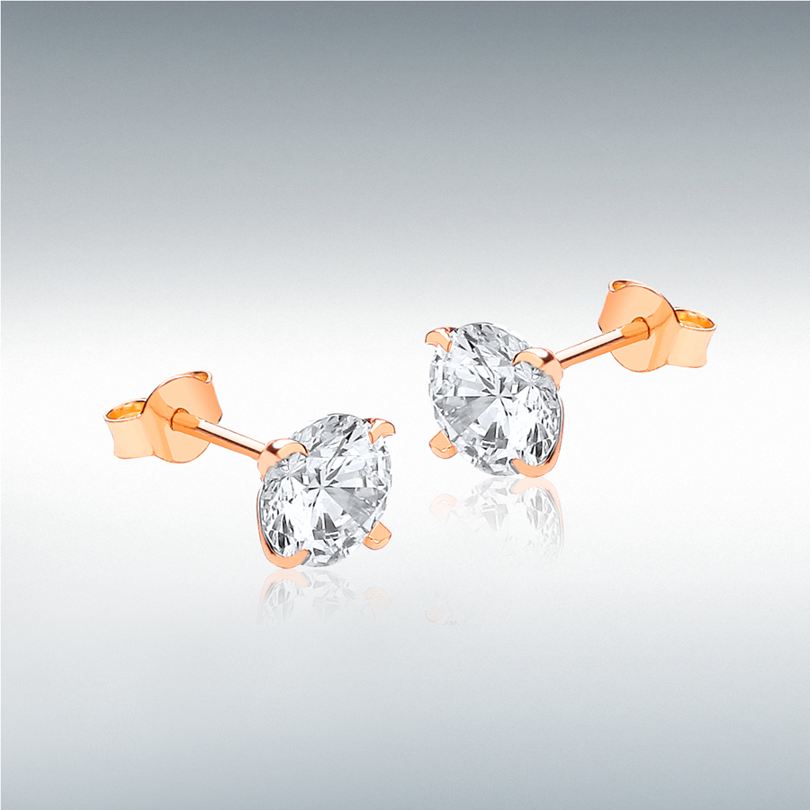 9ct Rose Gold 7mm Round CZ Stud Earrings