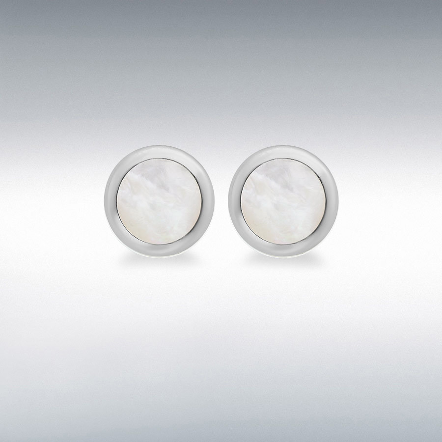 Sterling Silver Mother of Pearl 20mm Round Cufflinks