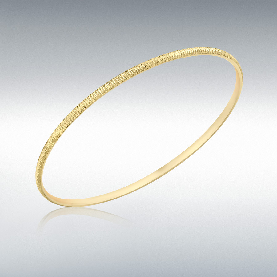 9ct Yellow Gold 2.5mm Diamond Cut Round Bangle