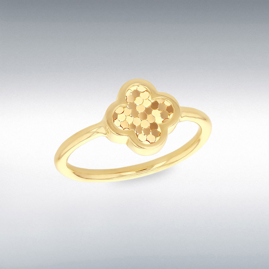 9ct Yellow Gold 9.3mm Disco Petal Ring