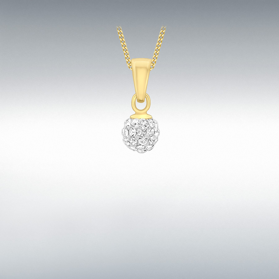 9ct Yellow Gold 5mm Crystal Ball 5mm x 11.8mm Pendant
