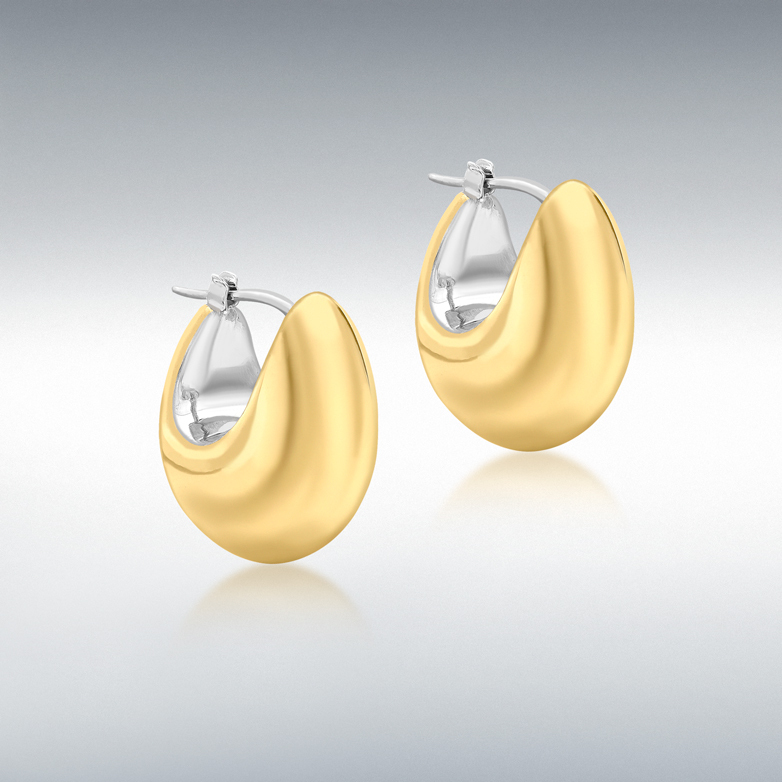 9ct 2-Tone Gold 17mm x 20mm Electroform Hoop Earrings