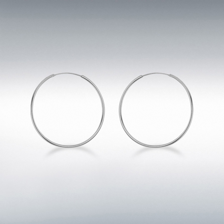 Sterling Silver 1.3mm Tube 20mm Endless Polished Hoop Earrings