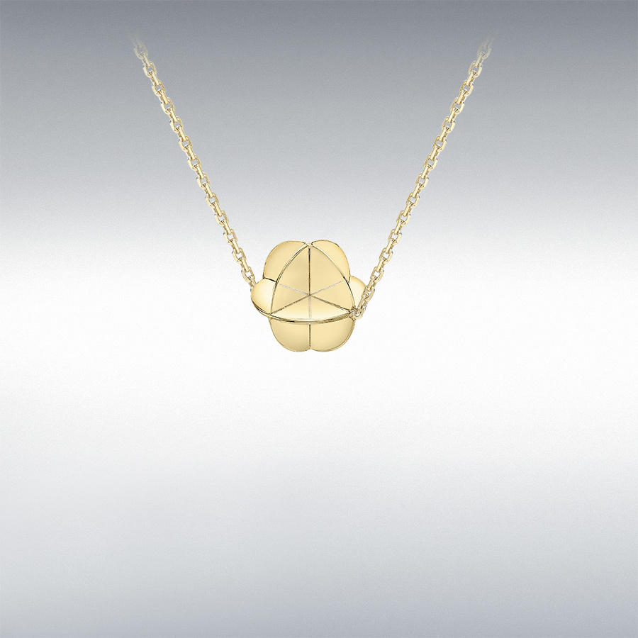 9ct Yellow Gold 8mm Origami Orb Adjustable Necklace 41cm/16"-46cm/18" 