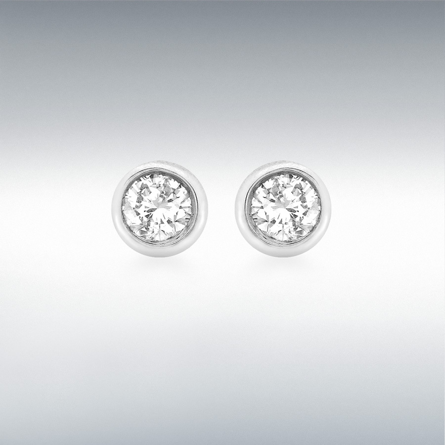 9ct White Gold 0.20ct Diamond 4.5mm Round Stud Earrings 