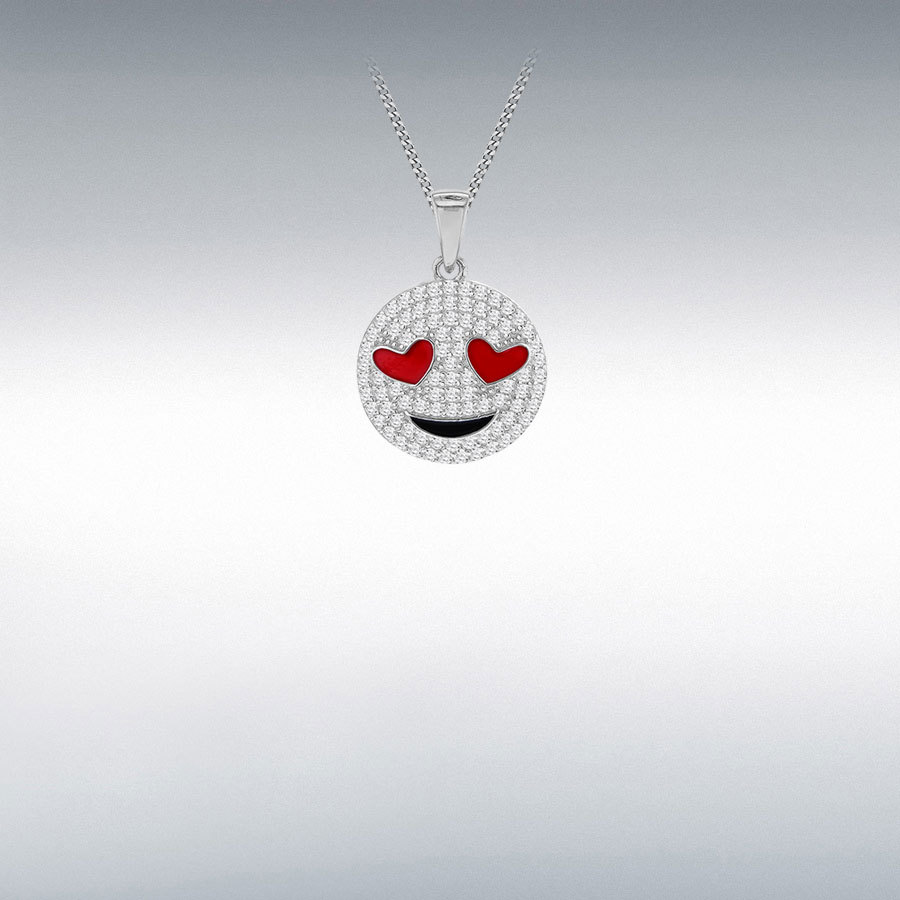 Sterling Silver CZ 16mm x 24mm Love Face Pendant