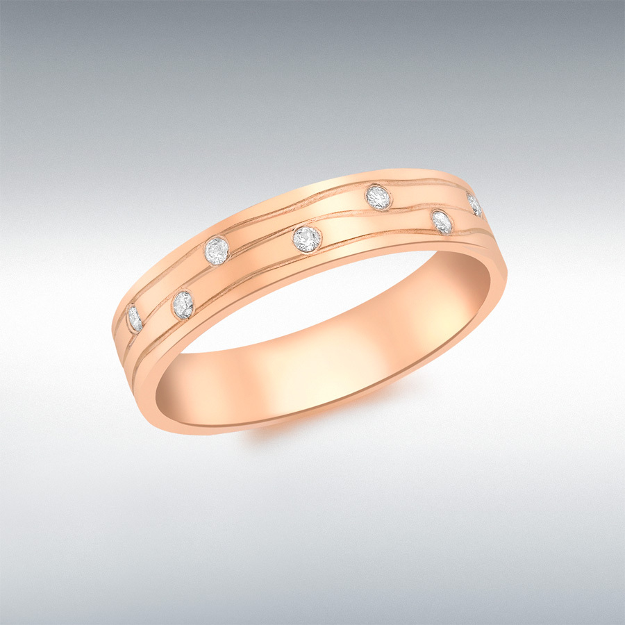 9ct Rose Gold 0.05ct Diamond Band Ring