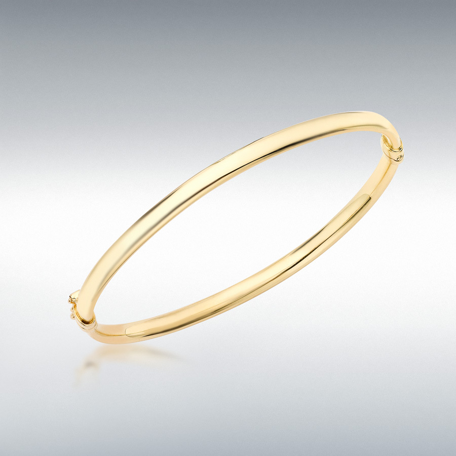 9ct Yellow Gold 4mm Oval-Tube Bangle