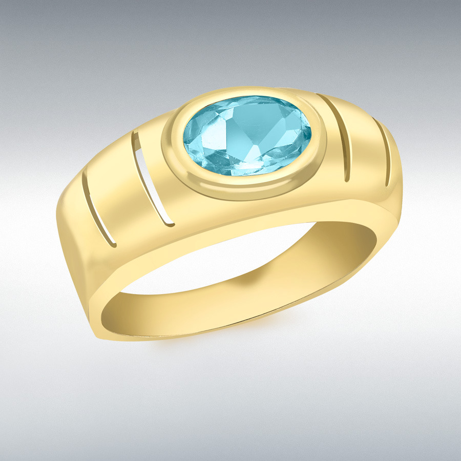9ct Yellow Gold Oval Blue Topaz Ring