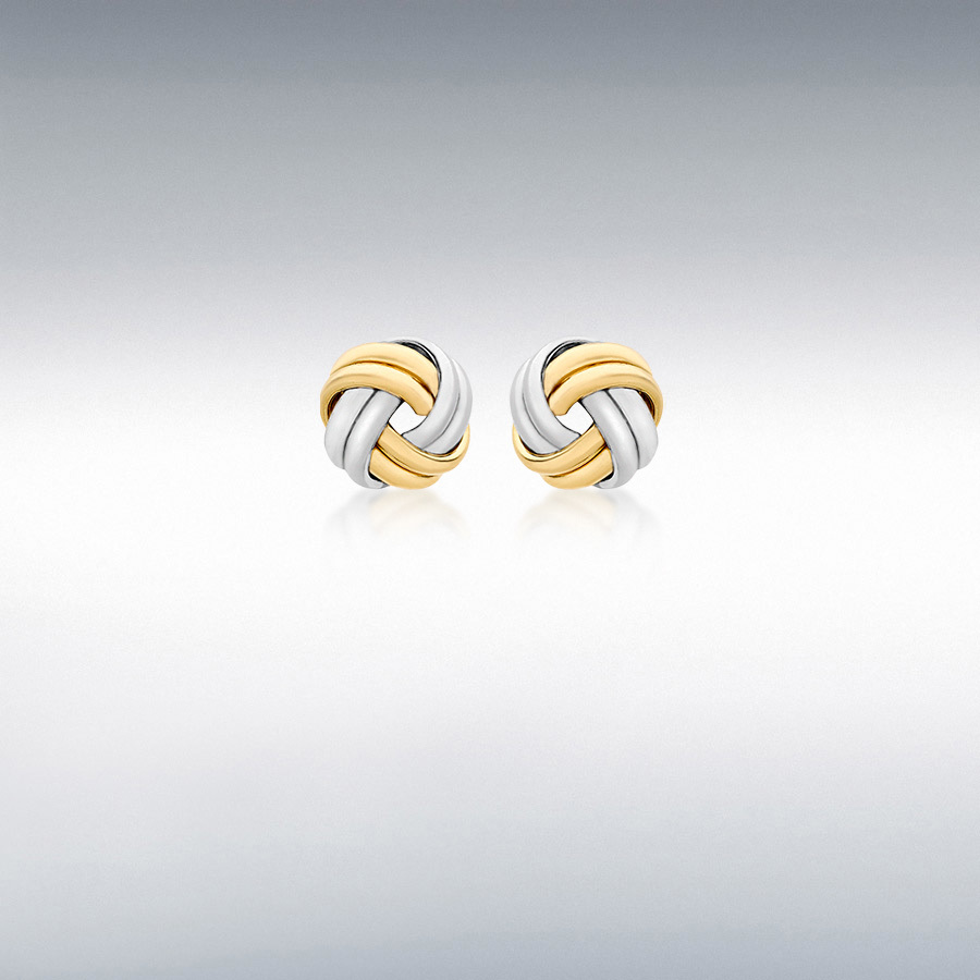 18ct 2-Colour Gold 8.5mm Double-Knot Stud Earrings