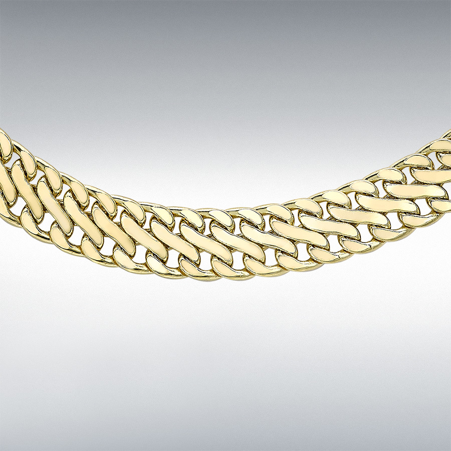 9ct Yellow Gold 8.9mm Double Curb Chain Necklace 43cm/17"
