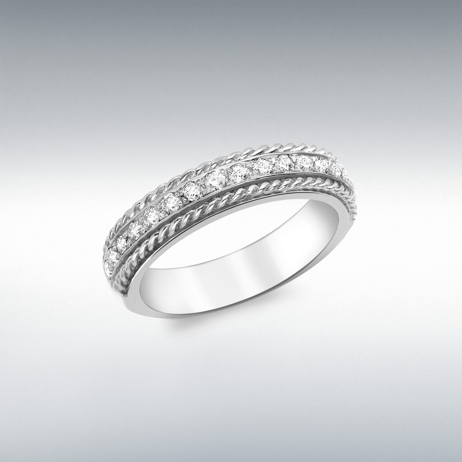 9ct White Gold 0.33ct Diamond Twist Detail Eternity Ring