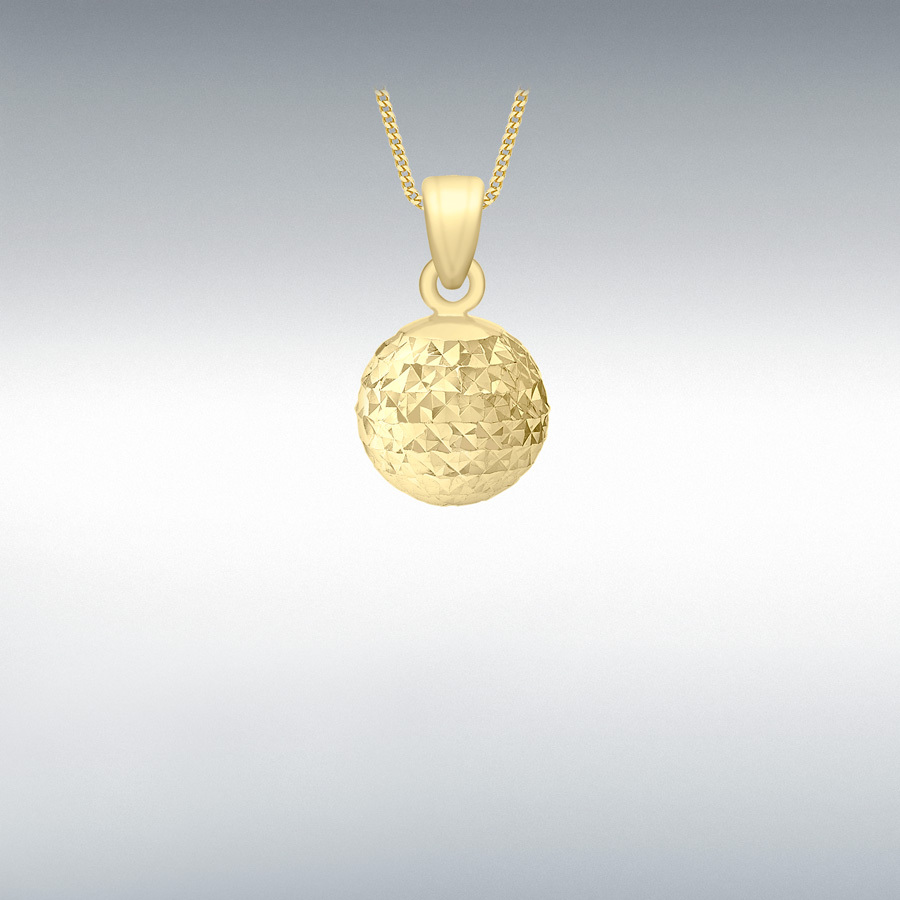 9ct Yellow Gold 8mm Diamond Cut Ball Pendant