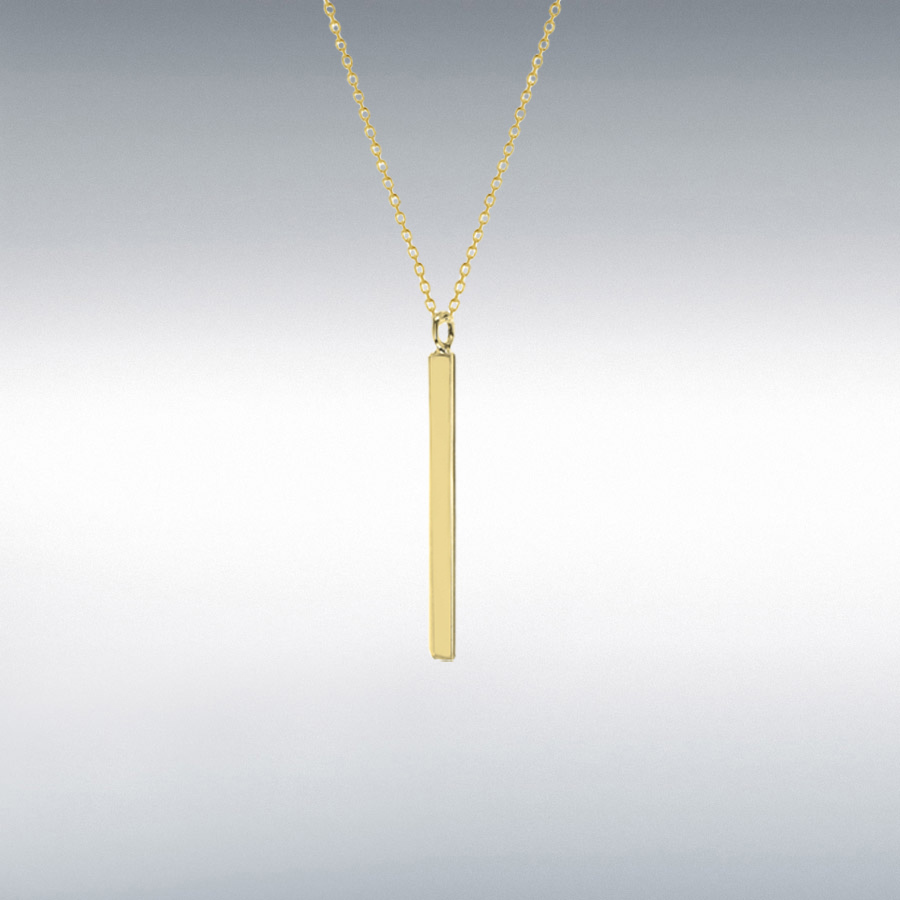 Sterling Silver Yellow Gold Plated 3mm x 40mm Vertical Bar Necklace 43cm/17"