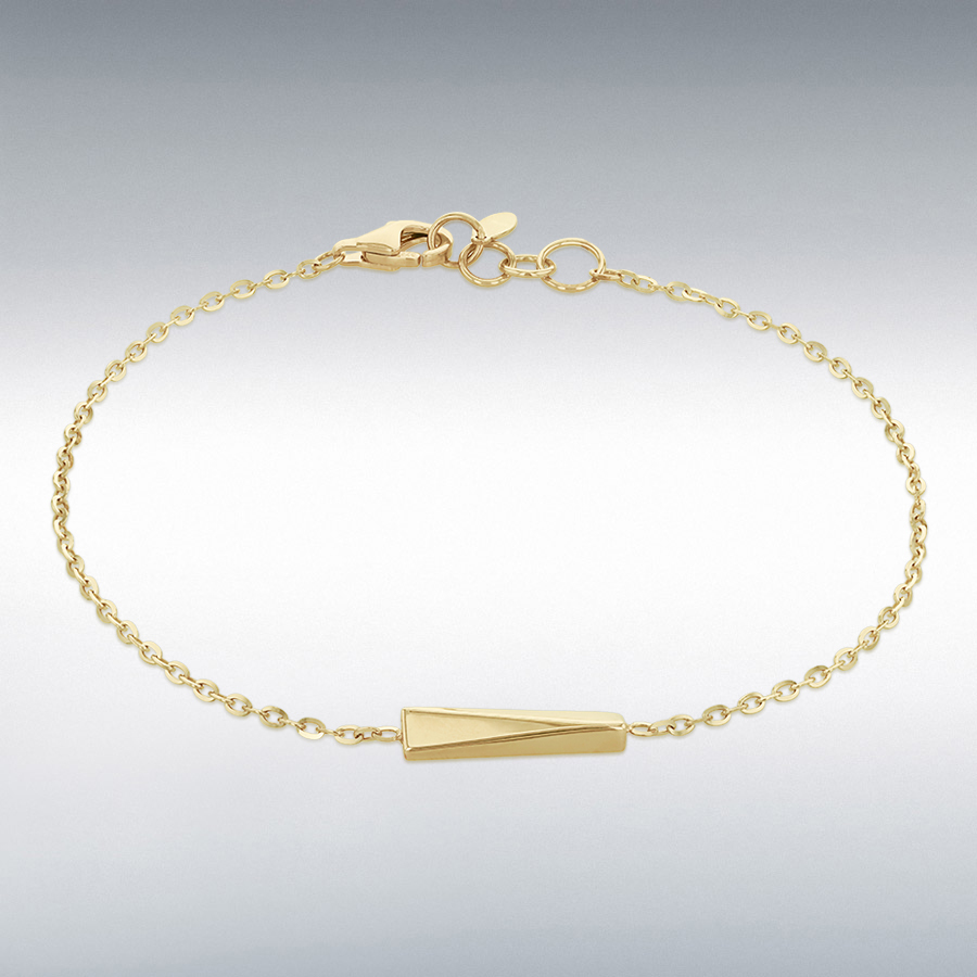 9ct Yellow Gold  15mm x 3mm Twisted Bar Bracelet 18cm/7"-19cm/7.5"