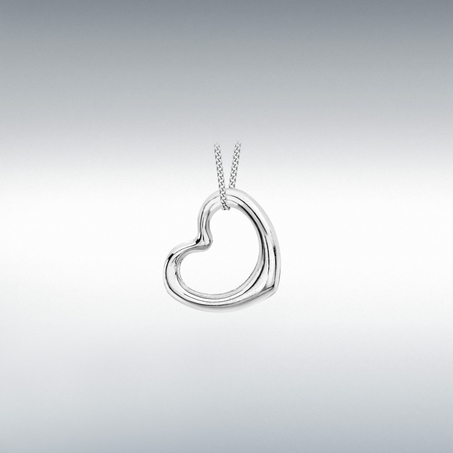 9ct White Gold 12mm x 14mm Heart Slider Pendant