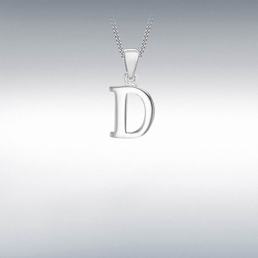 Sterling Silver 10.8mm x 20mm 'D' Initial Pendant