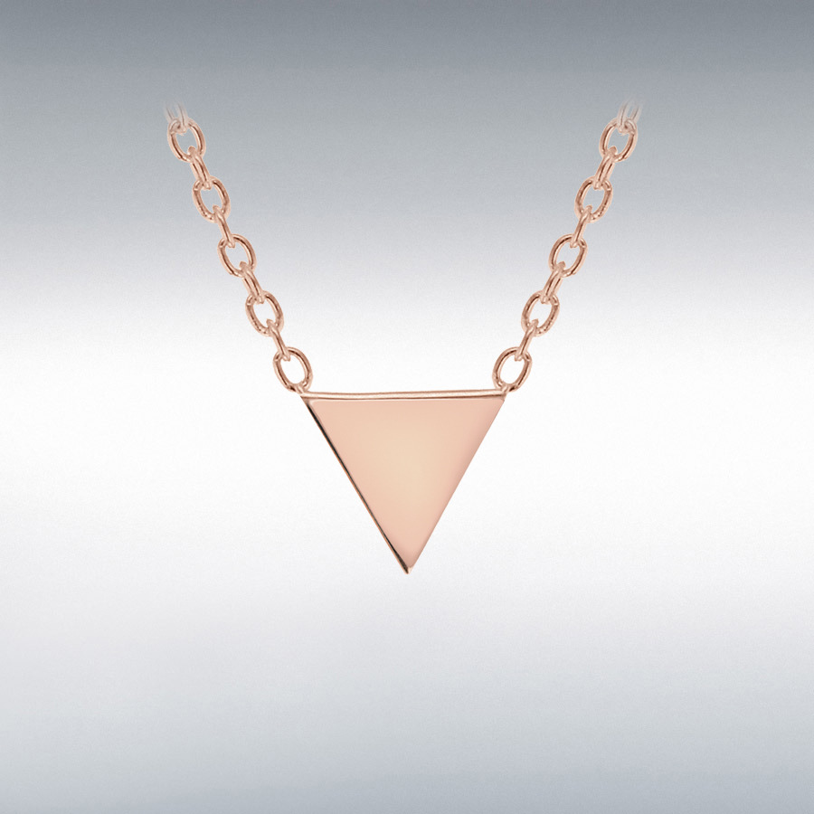 Sterling Silver Rose Gold Plated 8mm x 6mm Triangle Necklet 46cm/18"
