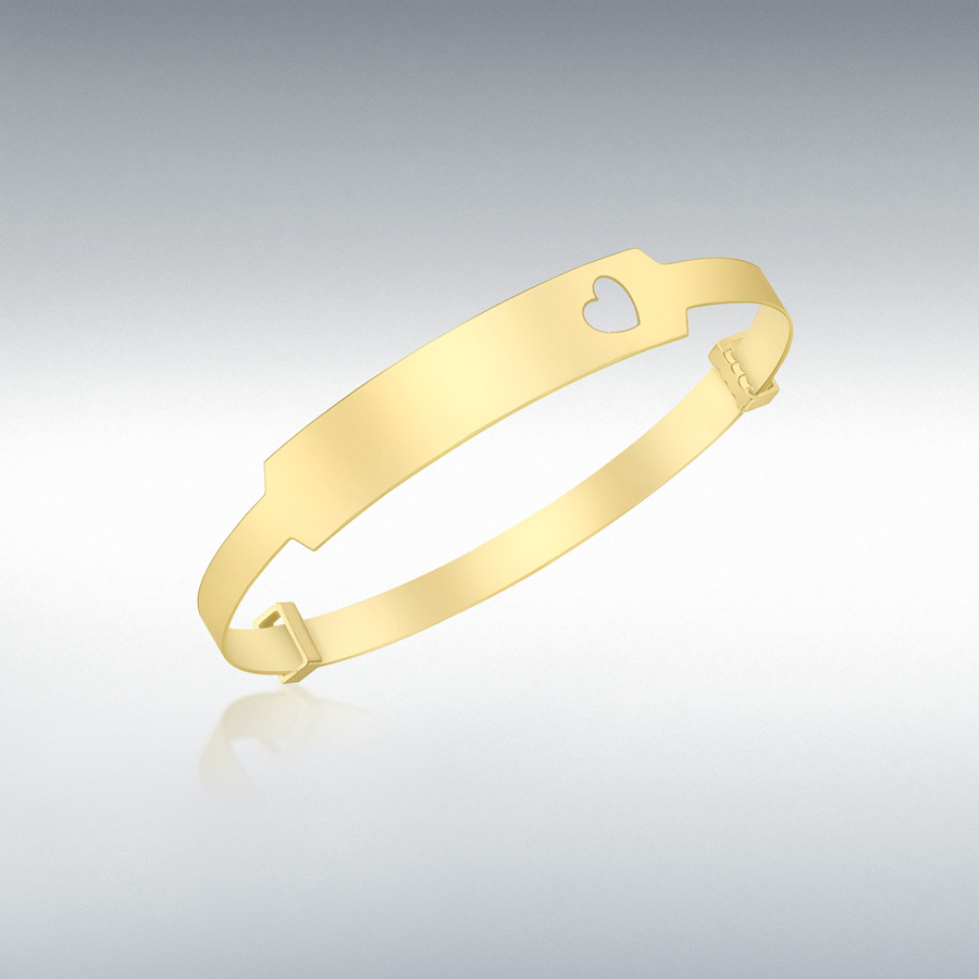 9ct Yellow Gold Heart 30mm x 7mm ID 40mm x 50mm Expandable Baby Bangle