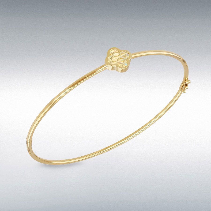9ct Yellow Gold 9.3mm Shimmer Petal Bangle