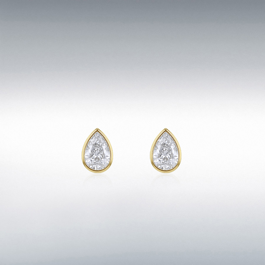 9ct Yellow Gold 4..6mm x 7mmTeardrop CZ Stud Earrings