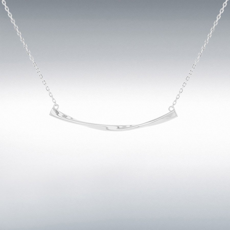 Sterling Silver Rhodium Plated 49mm x 3mm Twisted-Bar Adjustable Necklace 43cm/17"-46cm/18"