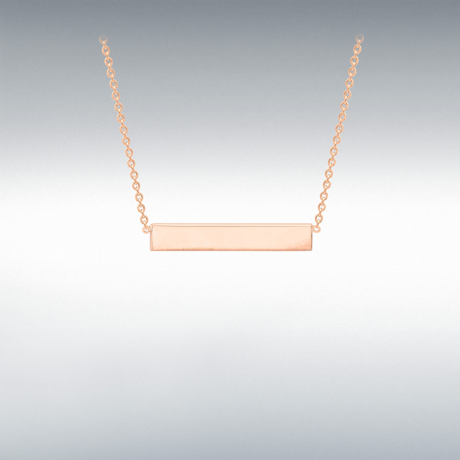 9ct Rose Gold 22mm x 3mm Horizontal-Bar Adjustable Necklace 41cm/16"-43cm/17