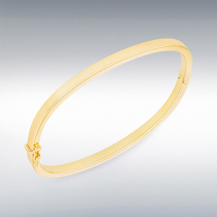 9ct Yellow Gold 4mm Rectangular-Tube Bangle