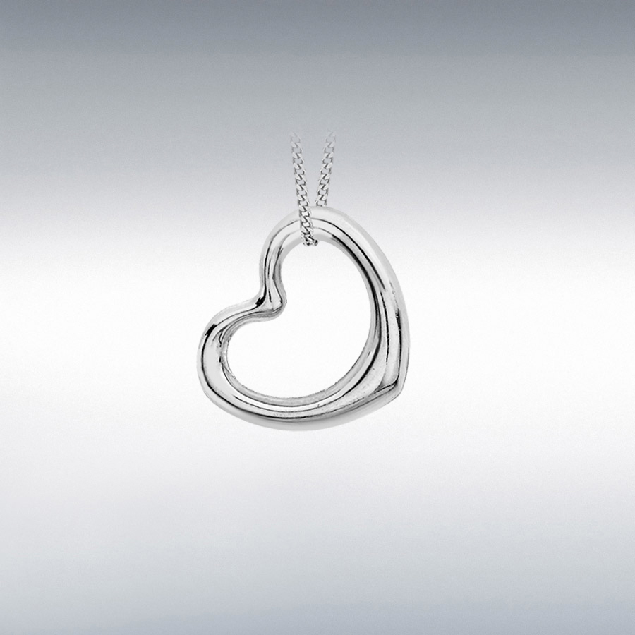 18ct White Gold 12mm x 14mm Heart Slider Pendant