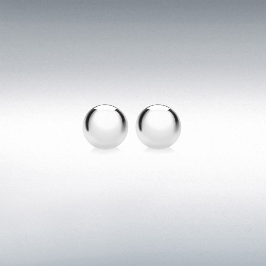Sterling Silver Rhodium Plated 8mm Ball Stud Earrings