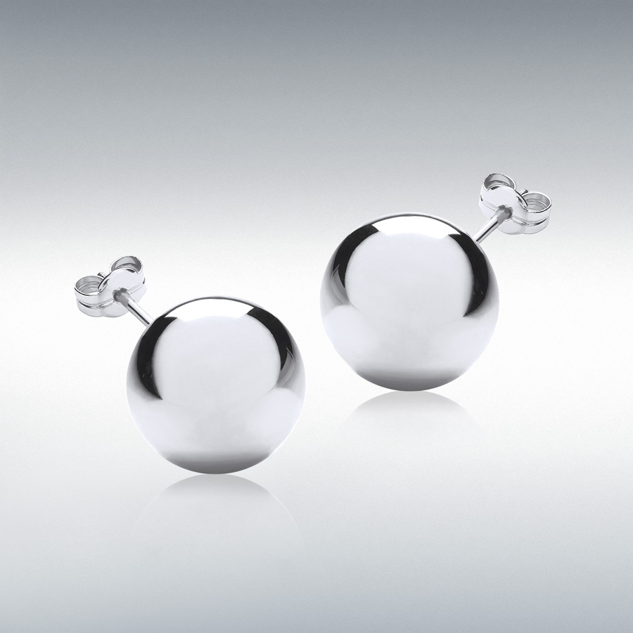 9ct White Gold 12mm Ball Stud Earrings