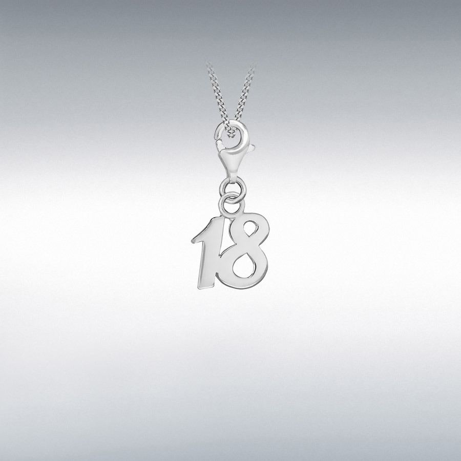 Sterling Silver 8.9mm x 22mm '18' Lobster-Clasp Charm