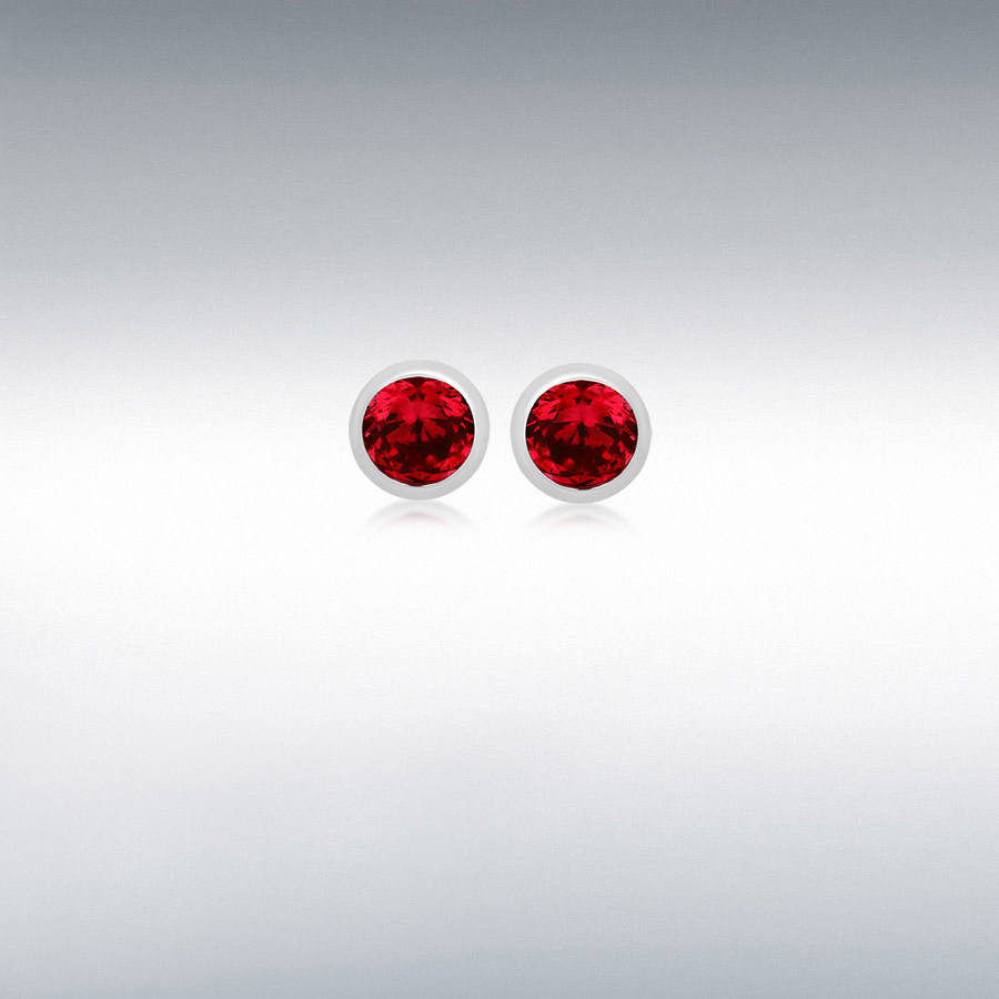 Sterling Silver 3mm Red CZ July Birthstone 4mm Stud Earrings