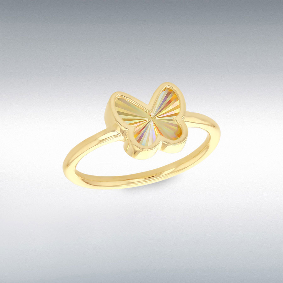 9ct Yellow Gold Rainbow Butterfly Ring