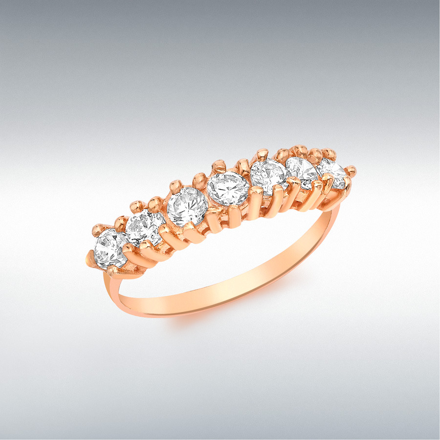 9ct Rose Gold 7-Stone 3mm CZ Half-Eternity Ring