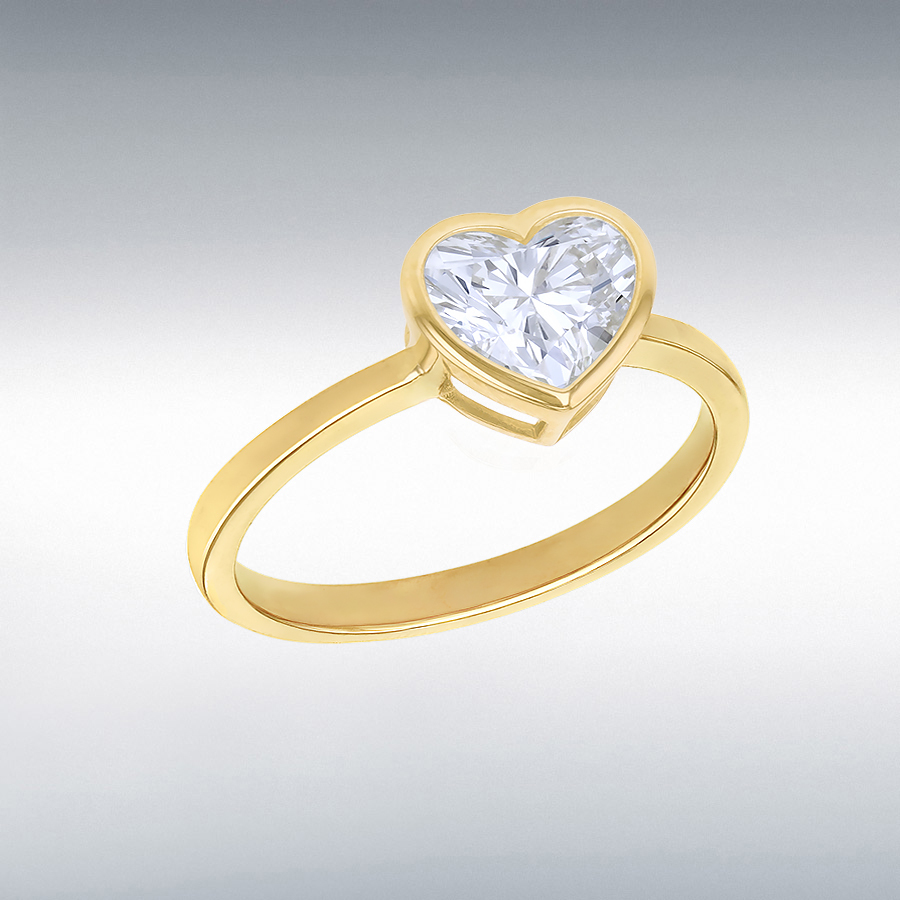 9ct Yellow Gold 1ct Heart Lab Created Diamond 7mm x 8mm Ring