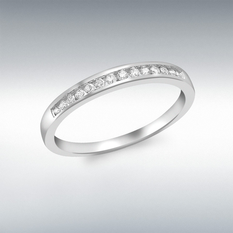 9ct White Gold 0.15ct Channel Set Diamond Ring