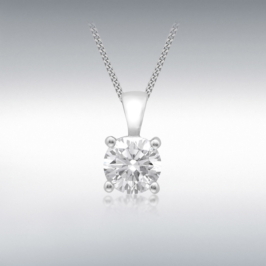 18ct White Gold 0.70ct Lab Created Diamond 5.5mm x 10.5mm Pendant