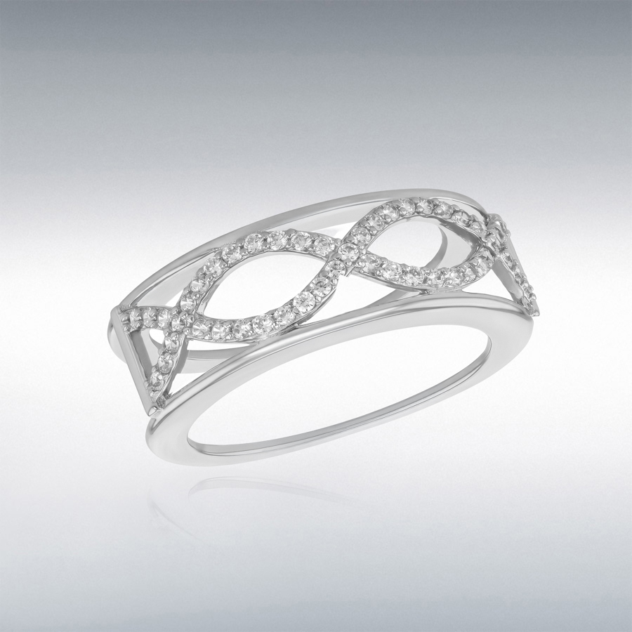 Sterling Silver Rhodium Plated Oura 5 Ring 'Figure 8' CZ Enhancer  