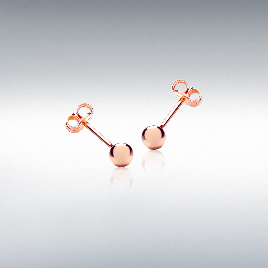 18ct Rose Gold 4mm Polished Ball Stud Earrings