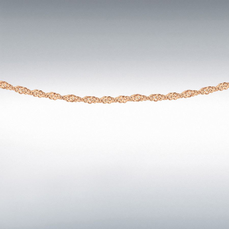 Sterling Silver 1 Micron Rose Gold Plated 1.8mm Twist Curb Chain 46cm