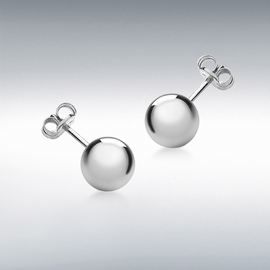 18ct White Gold 8mm Ball Stud Earrings