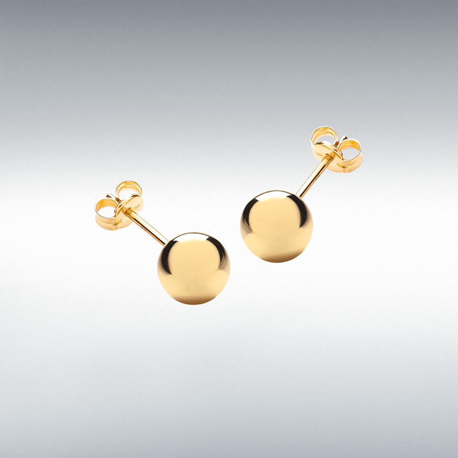 9ct Yellow Gold 7mm Polished Ball Stud Earrings