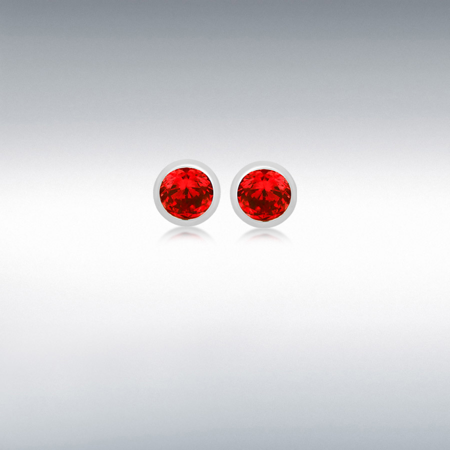 Sterling Silver 3mm Light Red CZ January Birthstone 4mm Stud Earrings