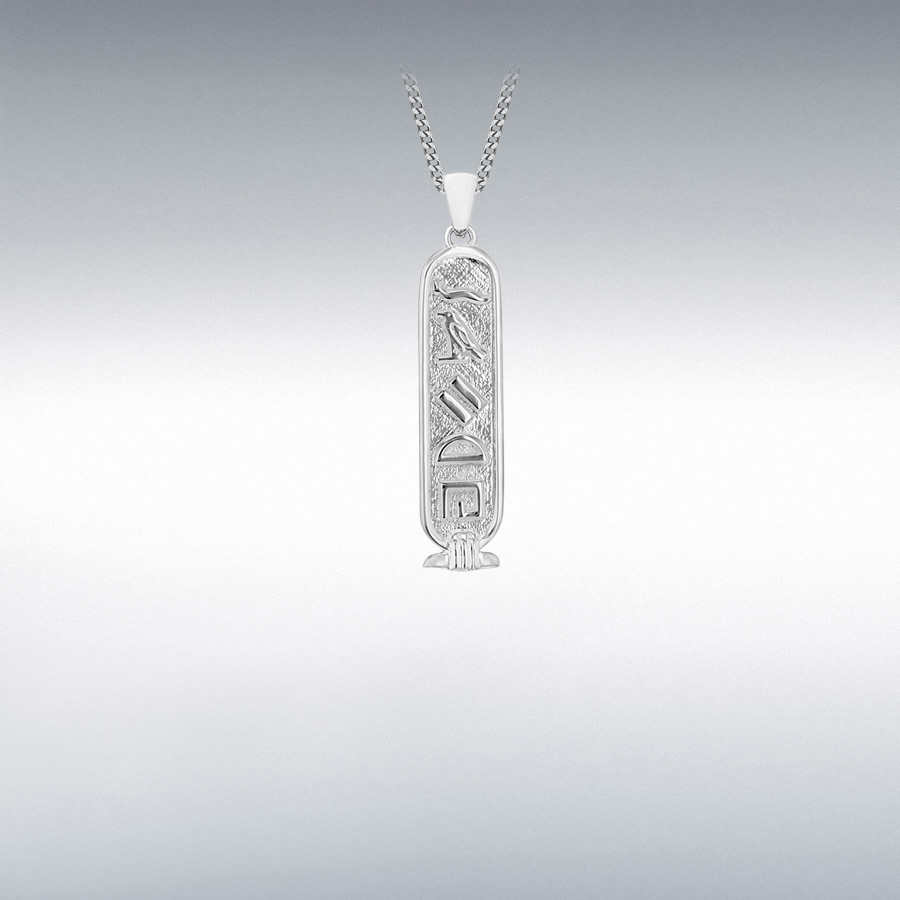 Sterling Silver 8mm x 38mm 'Faith' Cartouche Pendant