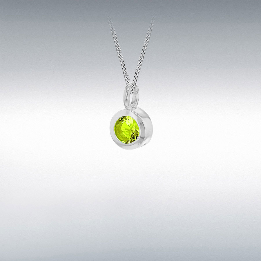Sterling Silver Green 5mm CZ 7mm x 11.5mm August Birthstone Pendant