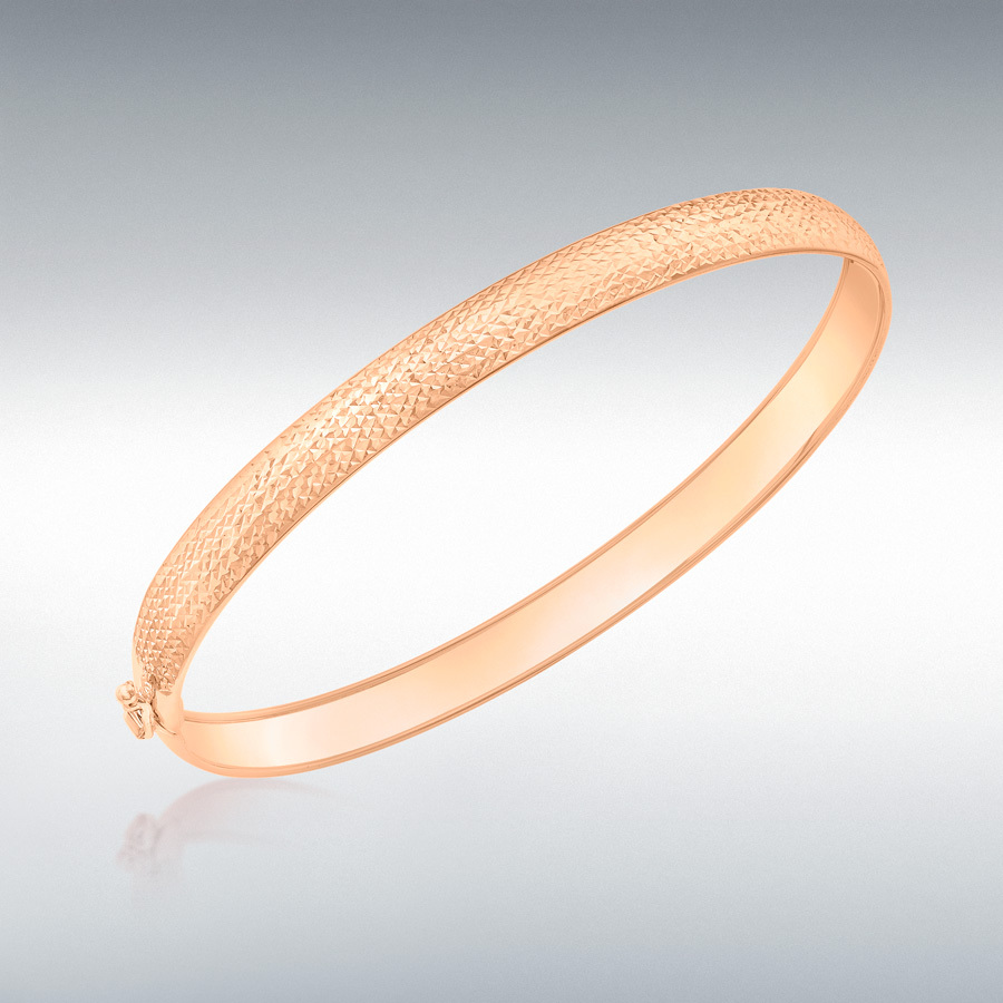 9ct Rose Gold 5.5mm Diamond Cut Flexible Bangle