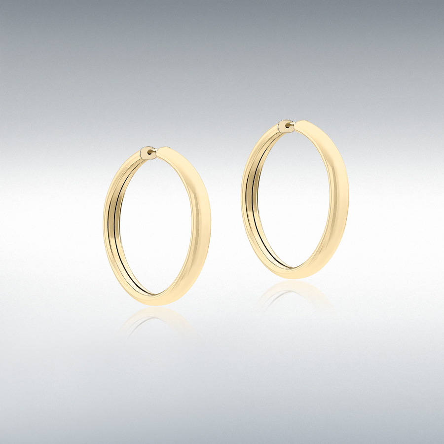 9ct Yellow Gold 4mm Tube 30mm Hoop Earrings